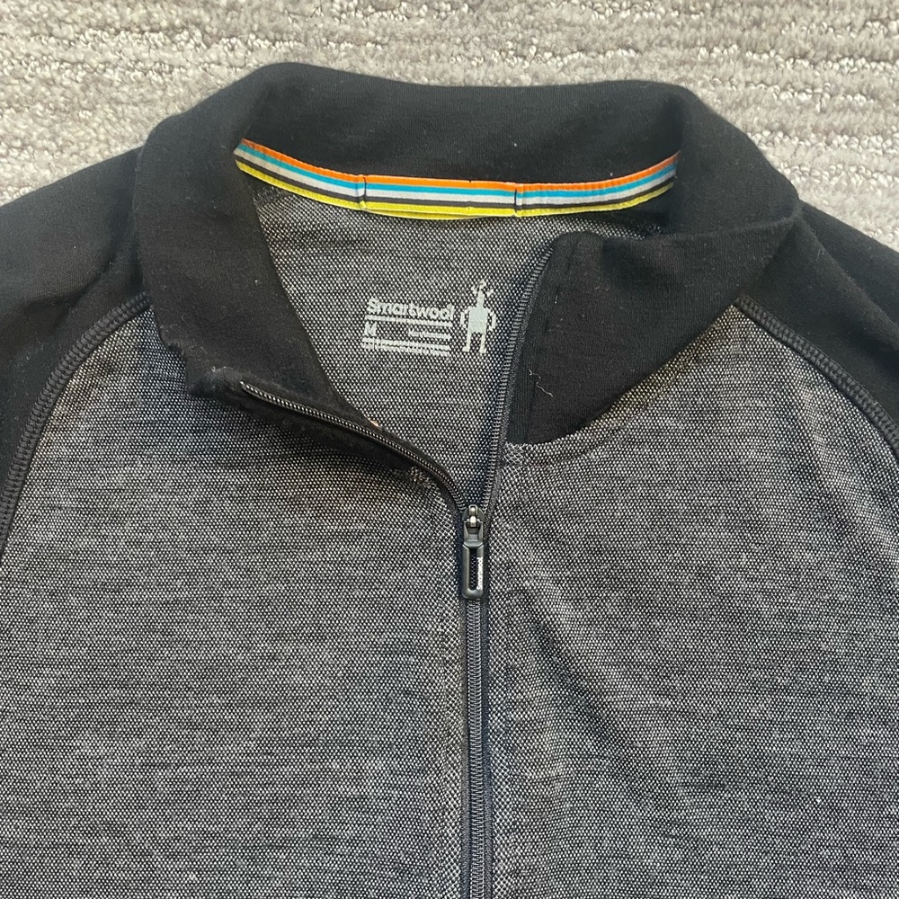 Smartwool Men’s Long Sleeve Half-Zip Pullover in Black and Charcoal - Picture 4 of 13